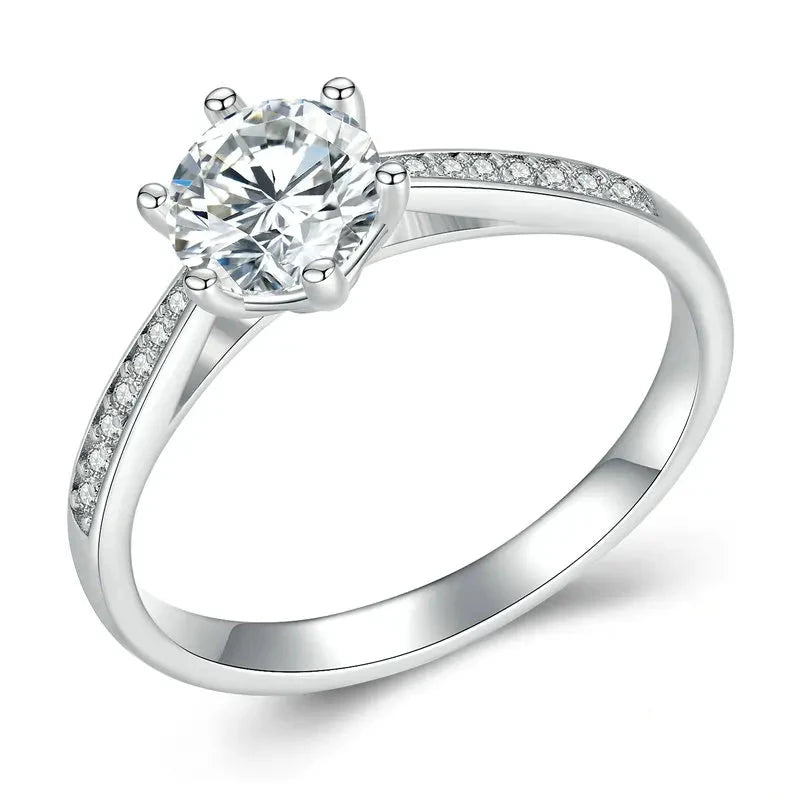 Moissanite Diamond 6-Prong Solitaire  Ring