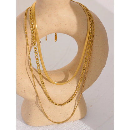 Gold Plated Triple Textured Necklace