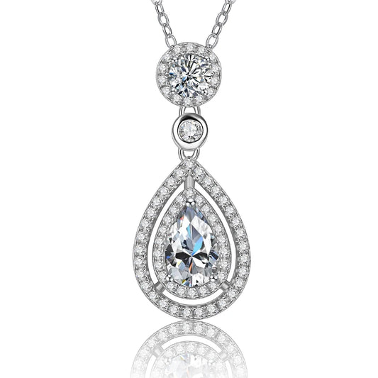 1.5Ct Pear Cut Moissanite Diamond Waterdrop Necklace