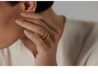 Twin Textured Gold Plated Ring