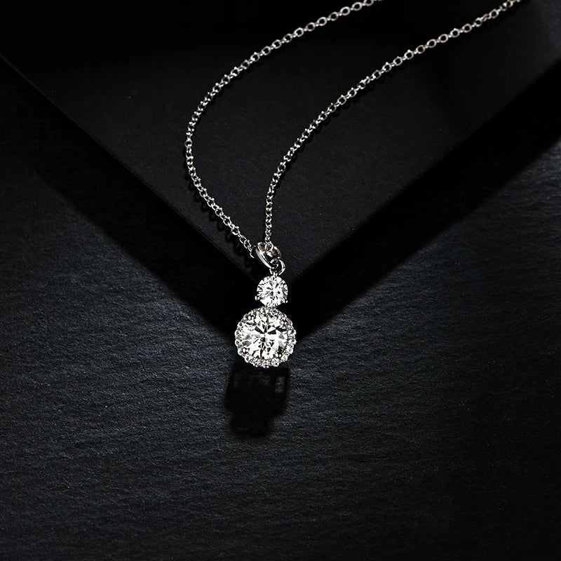 1Ct Moissanite Diamond Gold Plated Pendant Necklace