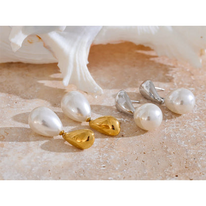 Drop Pearls Gold Plated Earrings