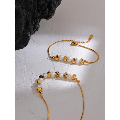 Freshwater Pearl Gold Necklace/Bracelet