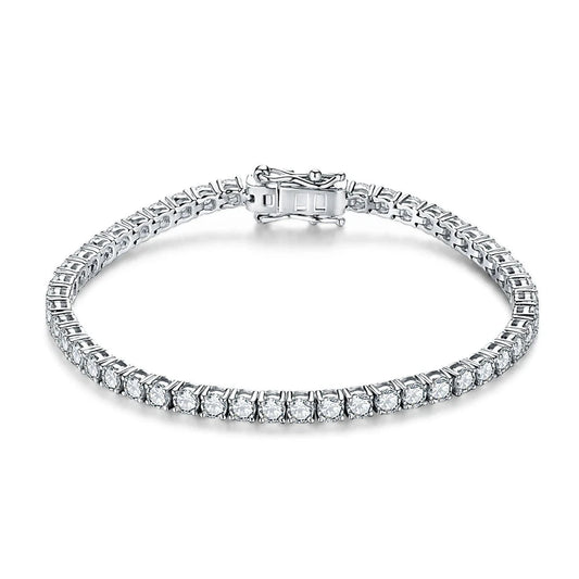 Moissanite Diamond White Gold Plated Tennis Bracelet