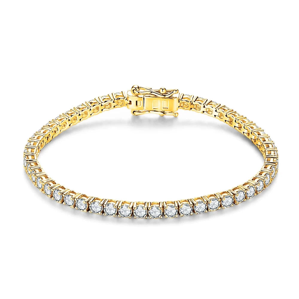 Moissanite Diamond Yellow Gold Plated Bracelet