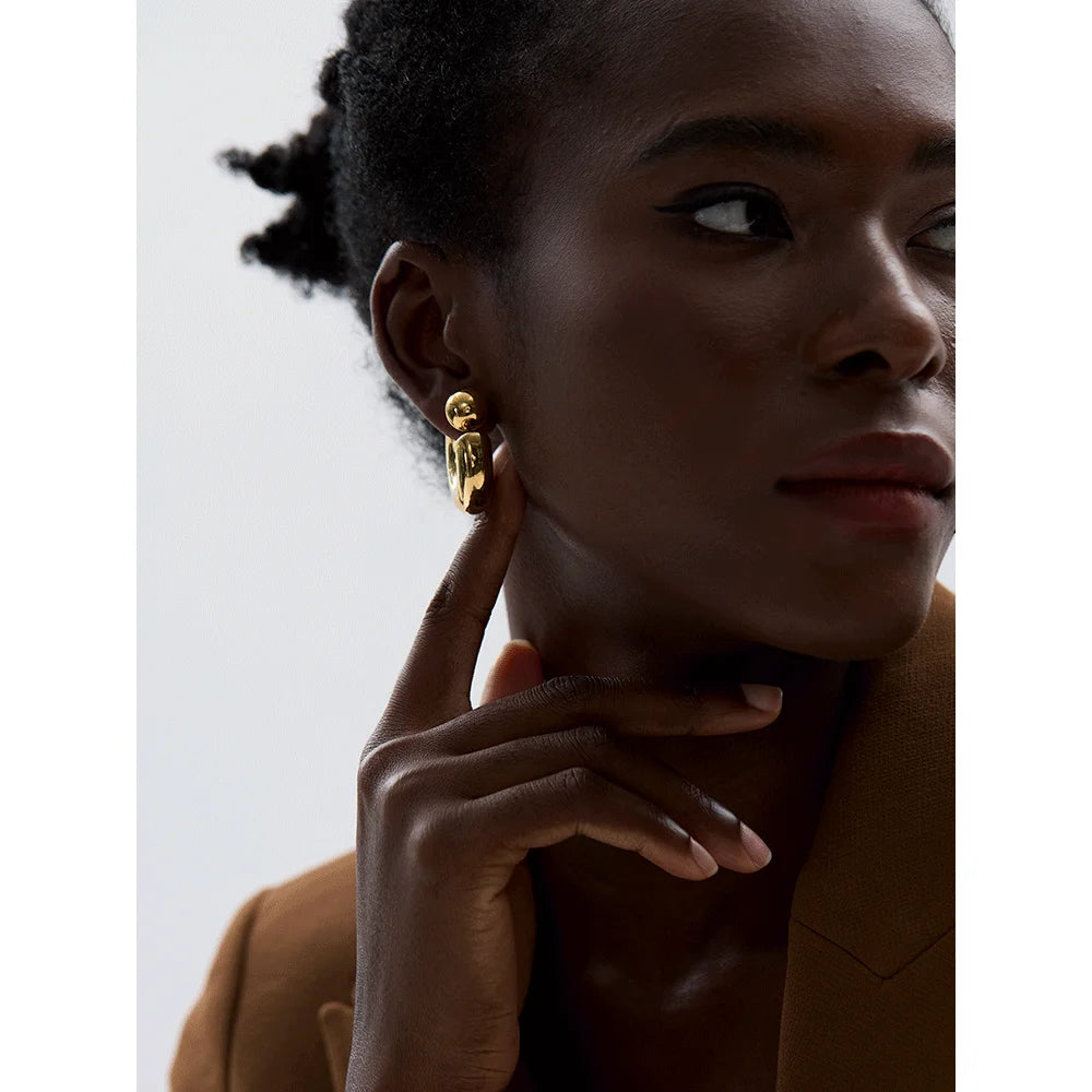 Gold Plated Chunky C Slide-On Earrings