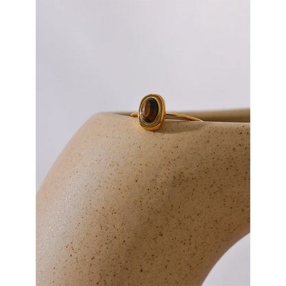 Natural Stone Gold Plated Ring