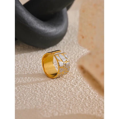 Two-tone Pebble Gold Plated Open Ring