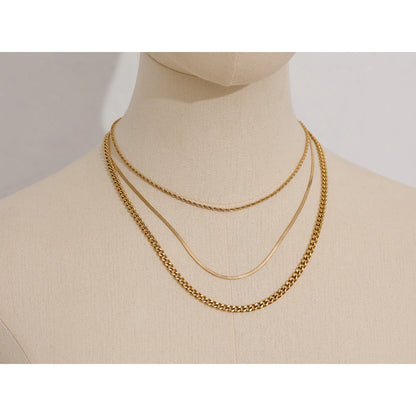 Gold Plated Triple Textured Necklace