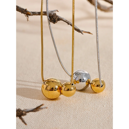 Gold Plated Ball Duo Pendant Necklace