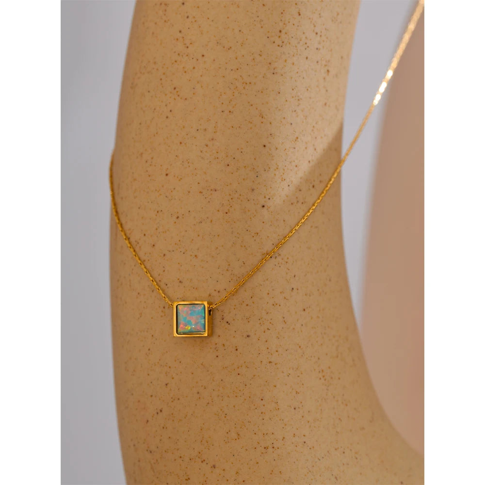 Natural Opal Gold Plated Necklace