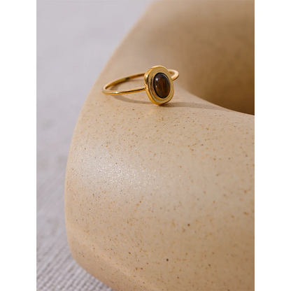 Natural Stone Gold Plated Ring