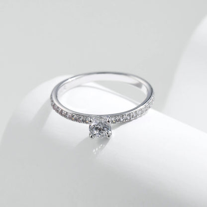 Moissanite Diamond Sterling Silver 4-Prong Solitaire Ring