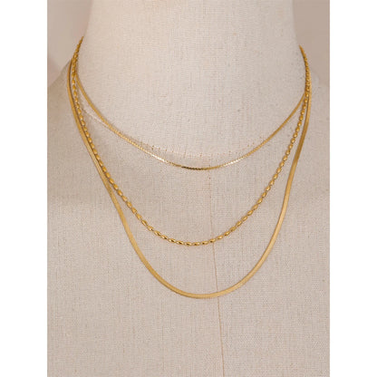 Gold Plated Triple Texture Single Necklace